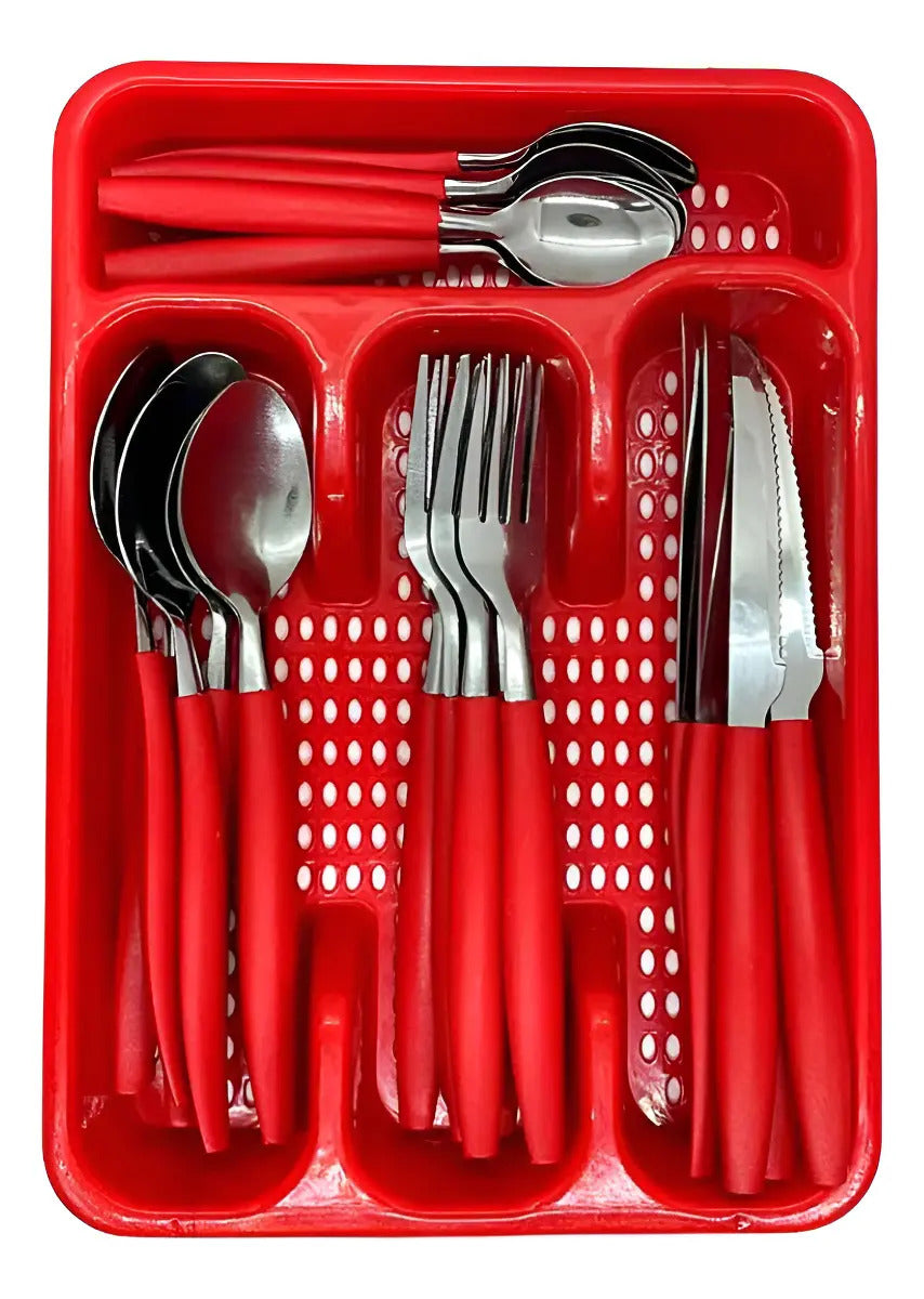 Jogo de Talheres Inox Casare com Porta Talheres 25 pçs