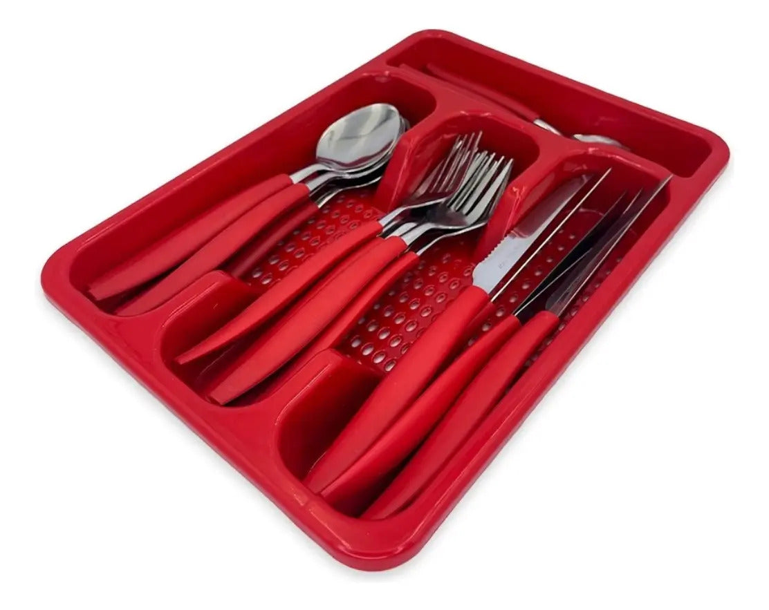 Jogo de Talheres Inox Casare com Porta Talheres 25 pçs