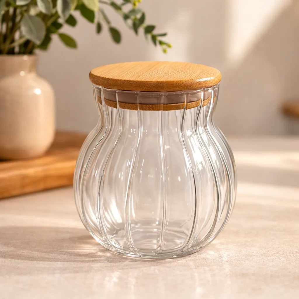 Pote de Vidro de Borossilicato Boris Tampa Bambu 500ml