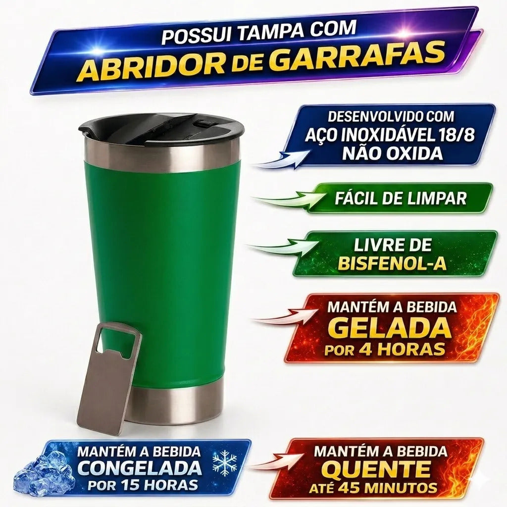 Copo Térmico Gelada/Quente 473ml Tampa/Abridor Moldular