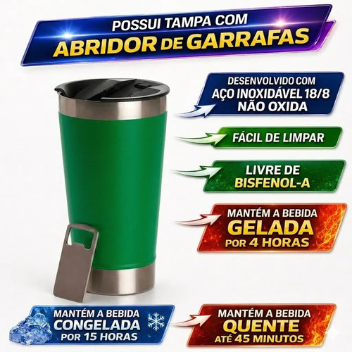 Copo Térmico Gelada/Quente 473ml Tampa/Abridor Moldular